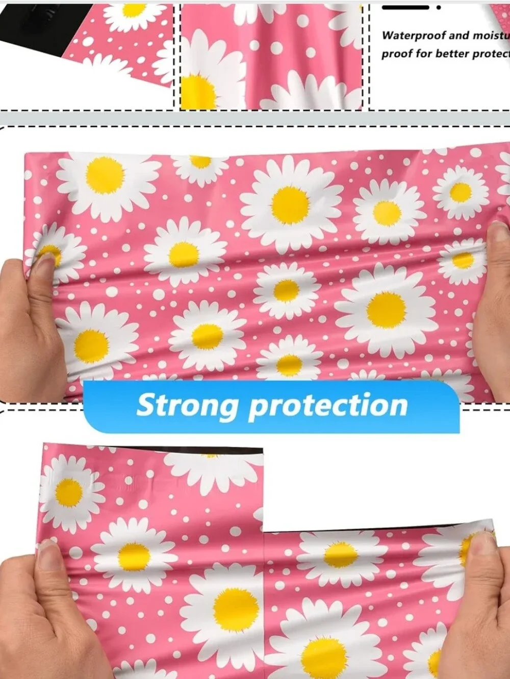 Pink Daisy Print Polymailer Packages